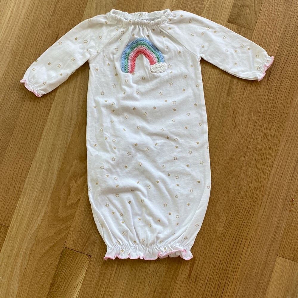 Mud pie rainbow crochet gown size 0-3 months